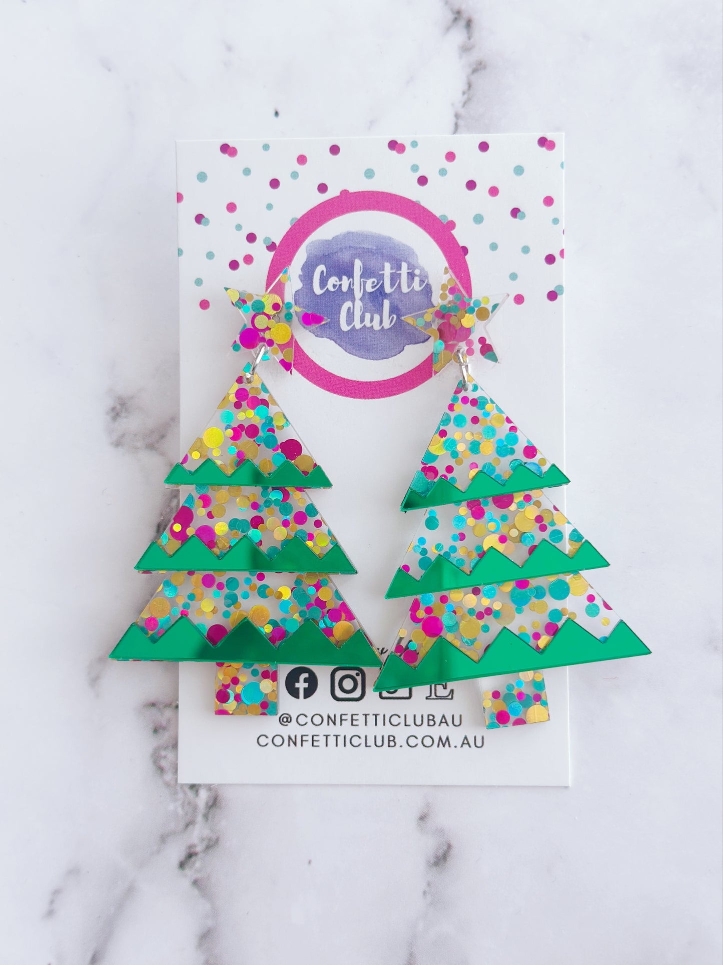 Christmas Glitter Trees Dangles