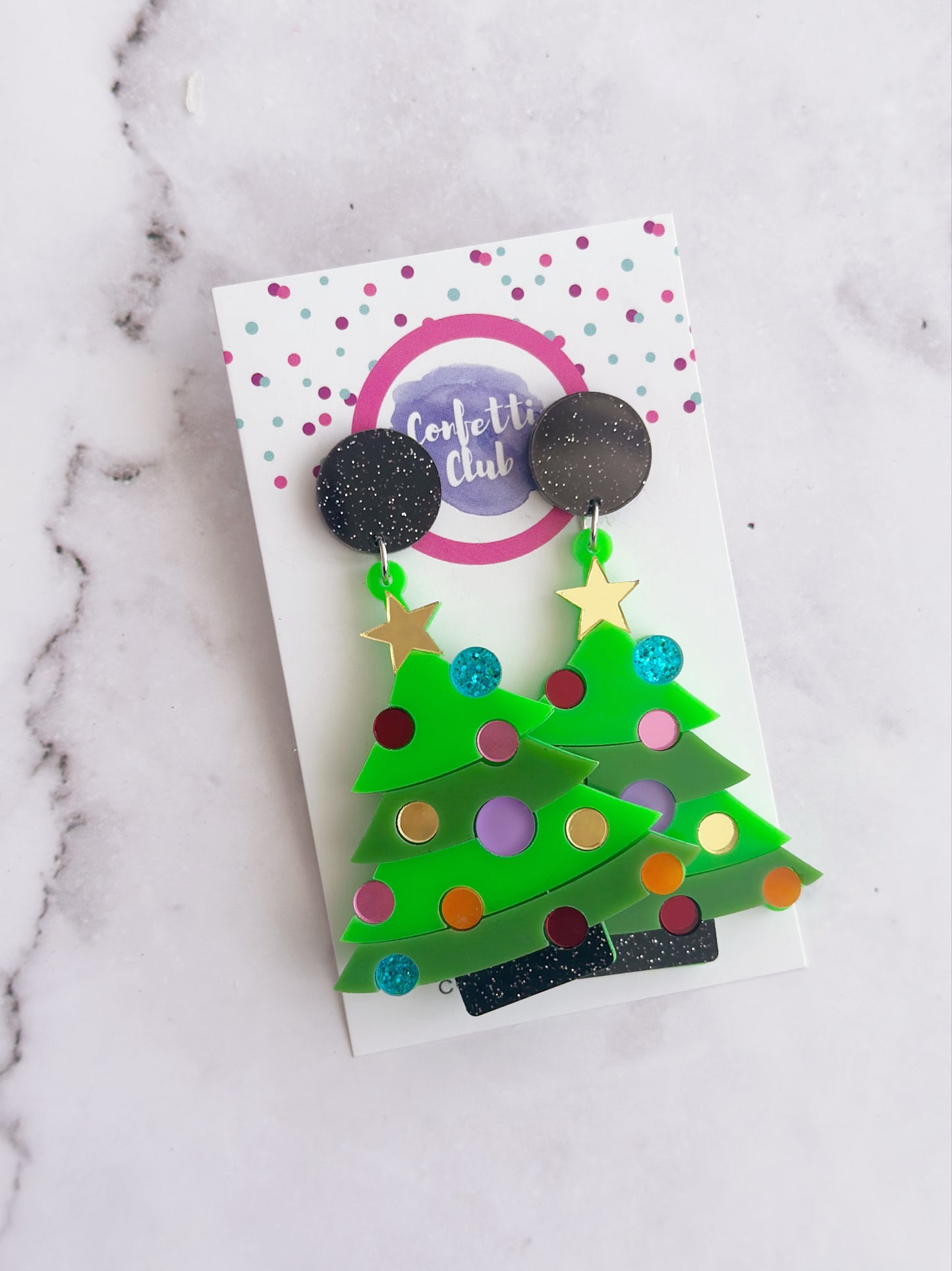 Neon Green Christmas Tree Dangles