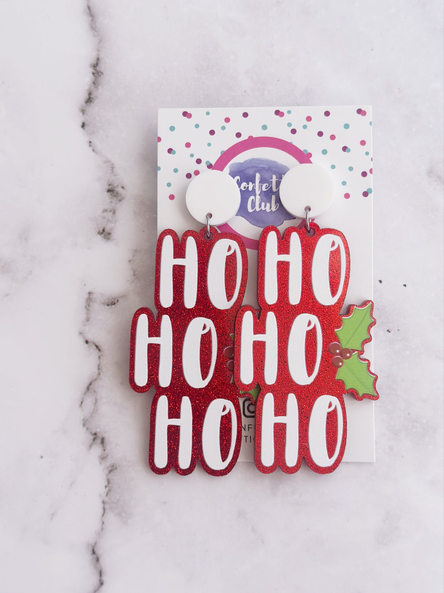 Ho Ho Ho Xmas Dangle Earrings
