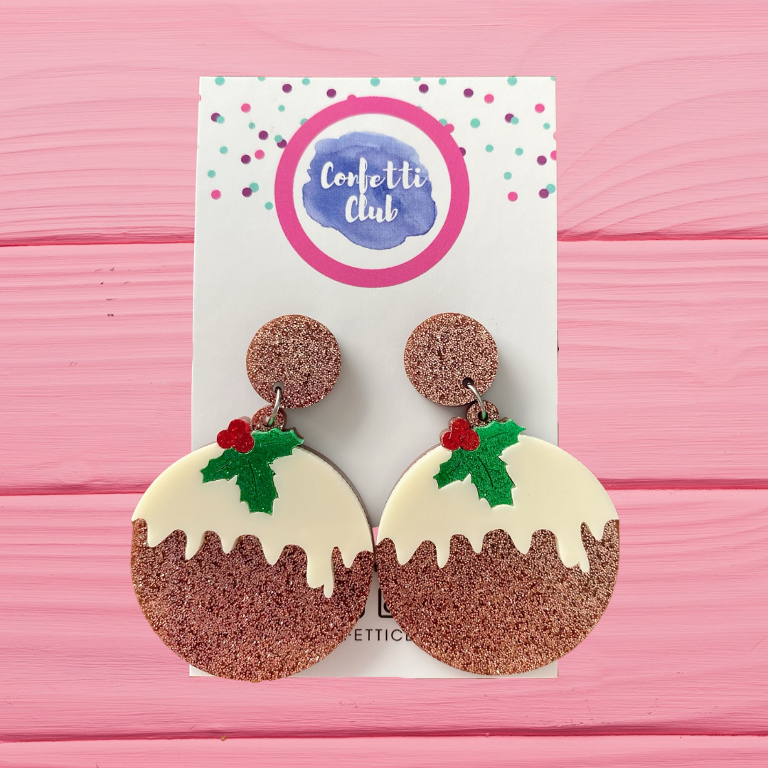 Christmas 2025 pudding earrings